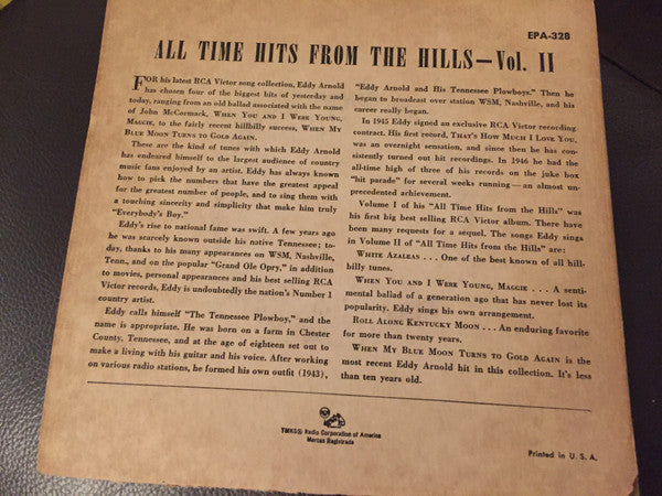 Eddy Arnold : All Time Hits From The Hills - Vol. II (7", EP)