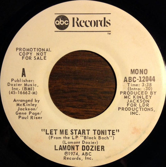 Lamont Dozier : Let Me Start Tonite (7", Promo)