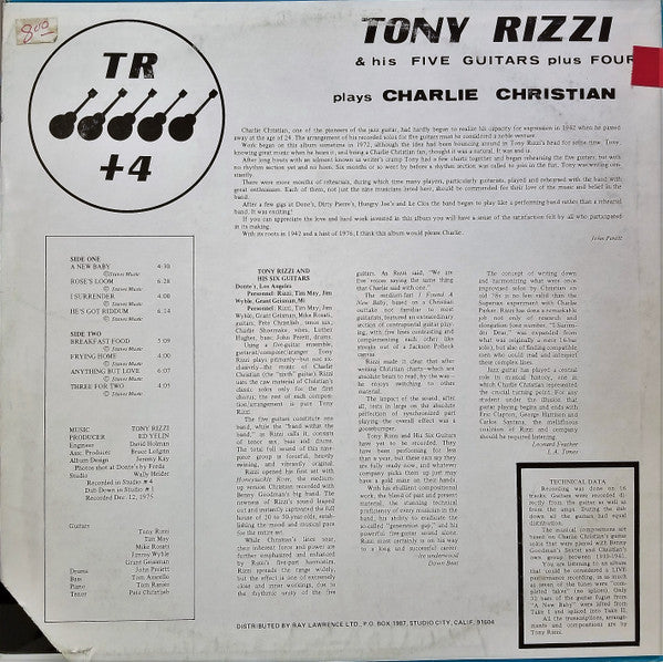 Tony Rizzi & His Five Guitars Plus Four : Tony Rizzi & His Five Guitars Plus Four Plays Charlie Christian (LP, Album)