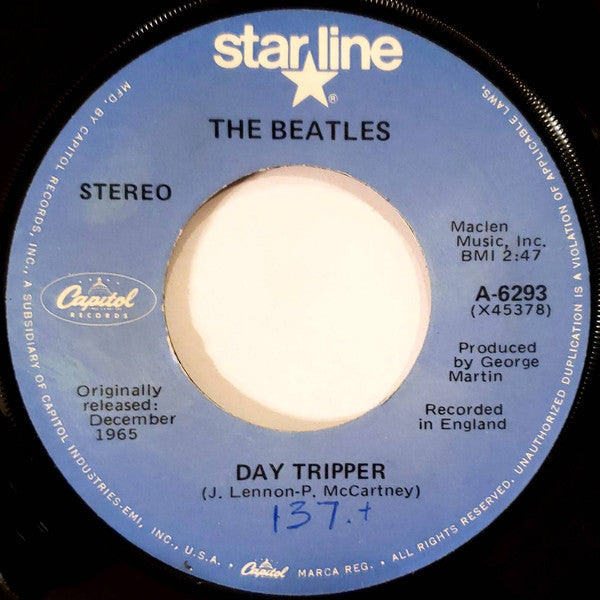 The Beatles : We Can Work It Out / Day Tripper (7", Mono, M/Print, RE)
