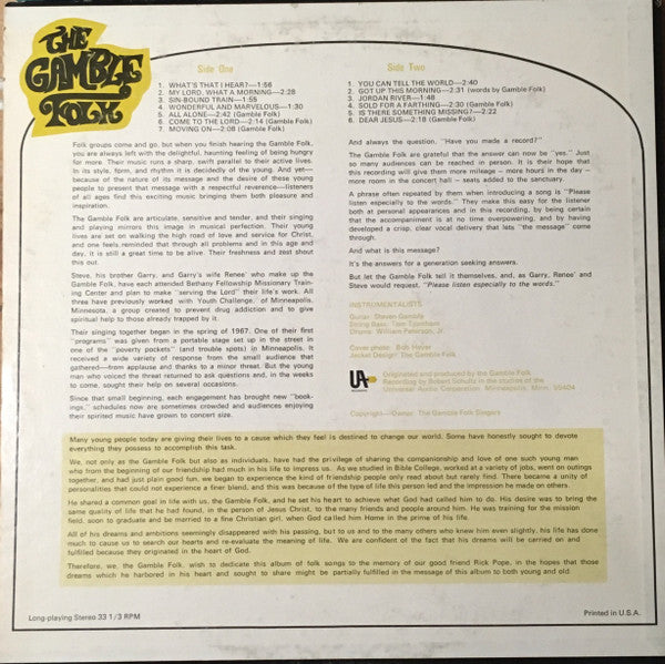 The Gamble Folk : The Gamble Folk (LP, Album)