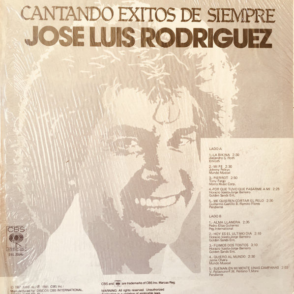 José Luis Rodríguez : Cantando Exitos De Siempre (LP, Comp)