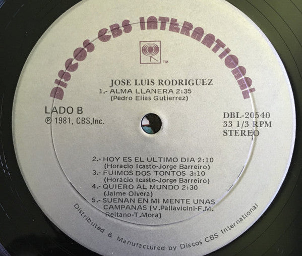 José Luis Rodríguez : Cantando Exitos De Siempre (LP, Comp)