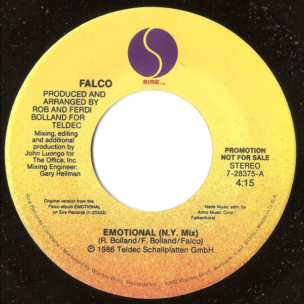 Falco : Emotional (7", Single, Promo)