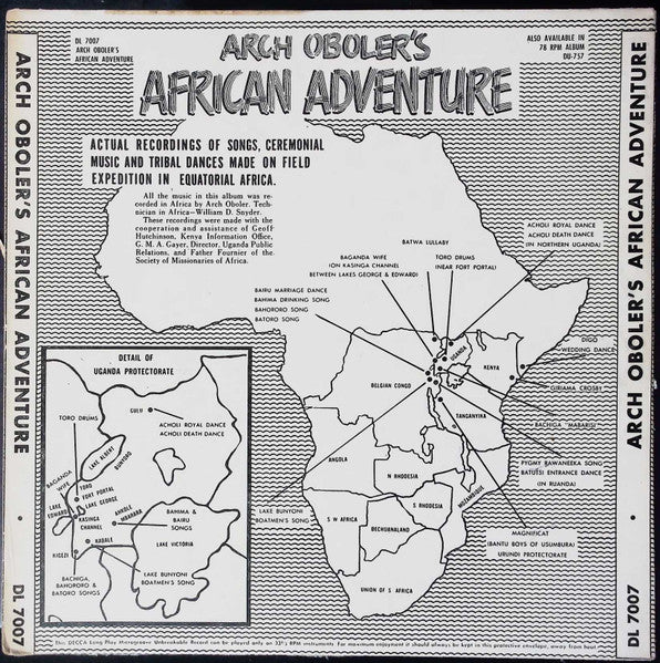 Arch Oboler : Arch Oboler's African Adventure (10", Album)