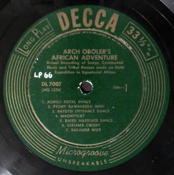 Arch Oboler : Arch Oboler's African Adventure (10", Album)