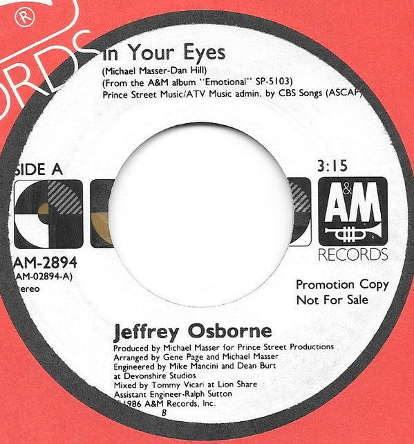 Jeffrey Osborne : In Your Eyes (7", Promo)