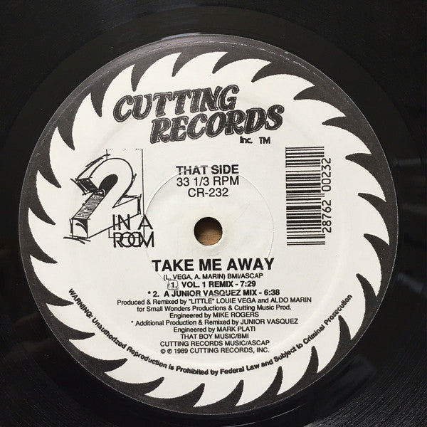 2 In A Room : Do What You Want / Take Me Away (12")