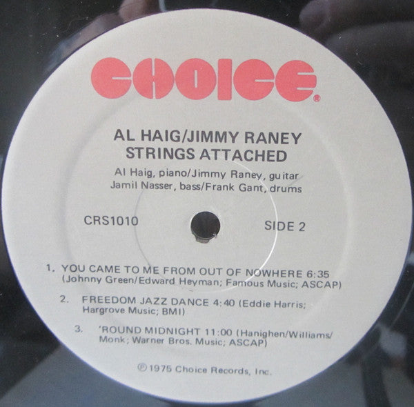 Al Haig & Jimmy Raney : Strings Attached (LP, Album)