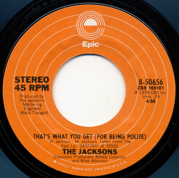 The Jacksons : Shake Your Body (Down To The Ground) (7", Single)