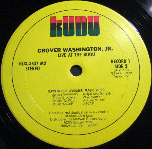 Grover Washington, Jr. : Live At The Bijou (2xLP, Album)