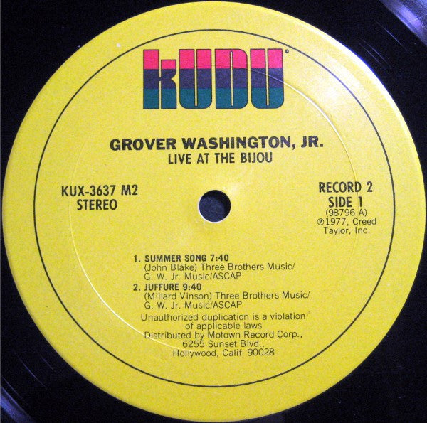 Grover Washington, Jr. : Live At The Bijou (2xLP, Album)