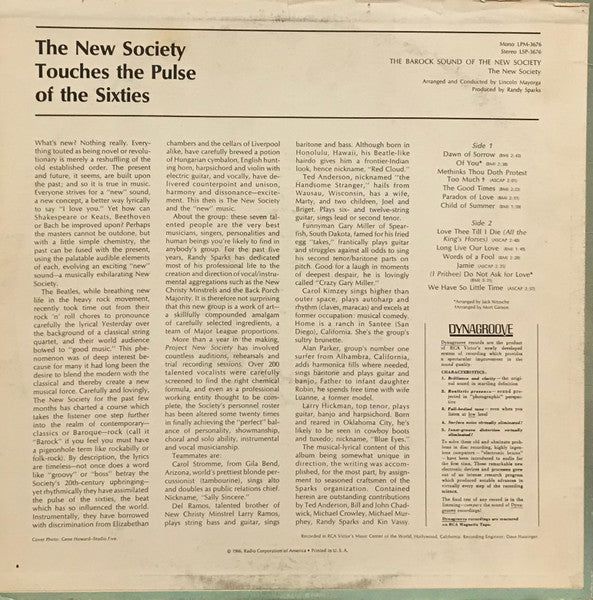 The New Society : The Barock Sound Of The New Society (LP, Album, Mono)