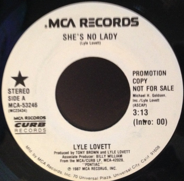 Lyle Lovett : She's No Lady (7", Single, Promo)