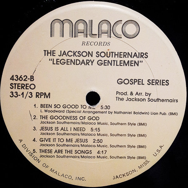 The Jackson Southernaires : Legendary Gentlemen (LP, Album)