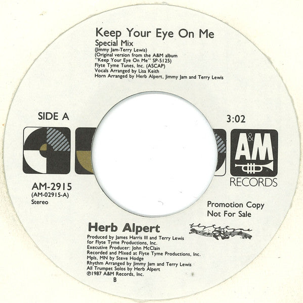 Herb Alpert : Keep Your Eye On Me (Special Mix) (7", Single, Promo)