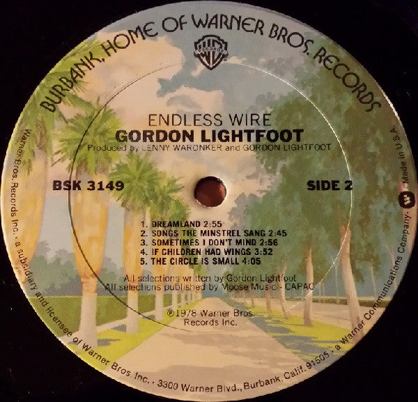 Gordon Lightfoot : Endless Wire (LP, Album, San)