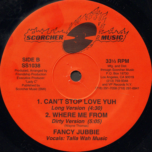Fancy Jubbie : Can't Stop Love Yuh / Where Me From (12", Single)