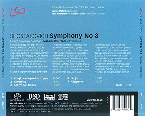 Shostakovich* - L.S.O.*, Mstislav Rostropovich : Symphony No. 8 (SACD, Hybrid, Multichannel, Album)