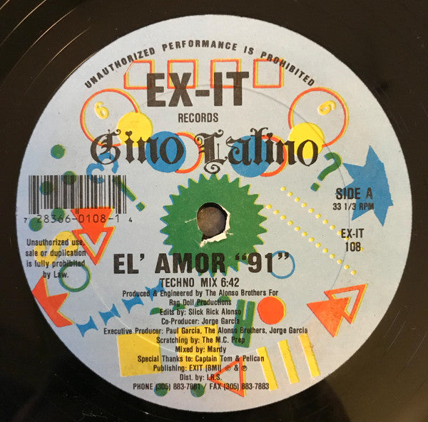 Gino Latino (2) : El'Amore "91" (Techno Remix) (12")