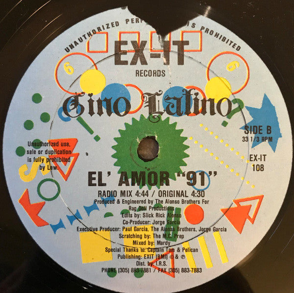 Gino Latino (2) : El'Amore "91" (Techno Remix) (12")