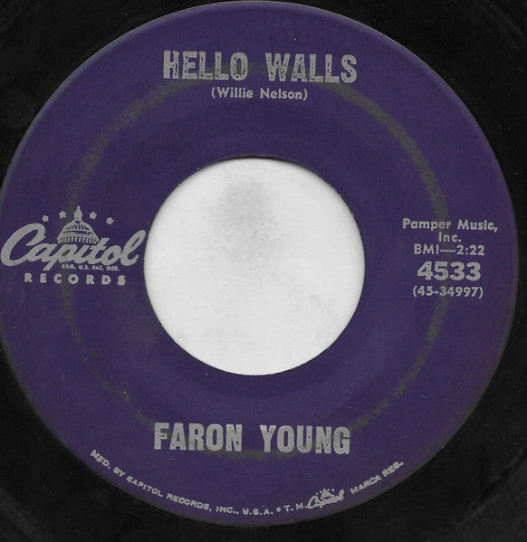 Faron Young : Hello Walls (7", Single, Los)