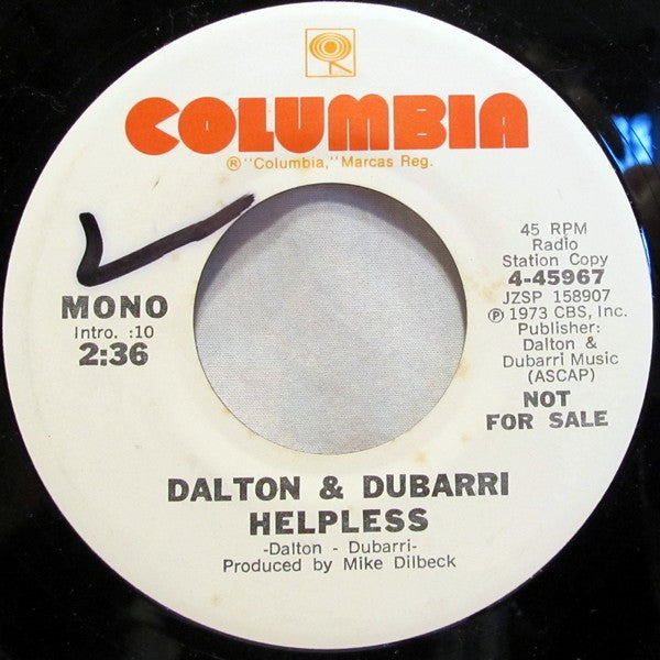 Dalton & Dubarri : Helpless (7", Single, Mono, Promo)