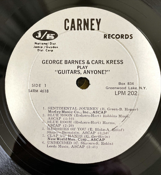 George Barnes And Carl Kress : Guitars, Anyone? Why Not Start At The Top? (LP, Mono)
