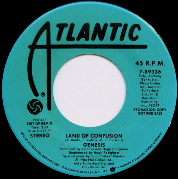 Genesis : Land Of Confusion (7", Single, Promo, SP,)