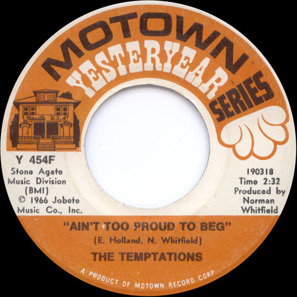 The Temptations : Get Ready / Ain't Too Proud To Beg (7", Single, RE)