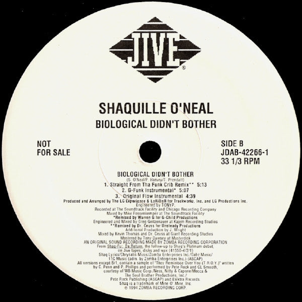 Shaquille O'Neal : Biological Didn't Bother (12", Promo)