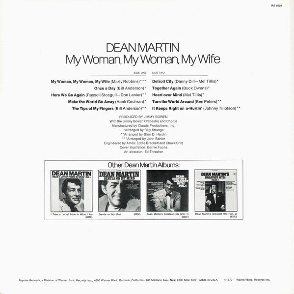 Dean Martin : My Woman, My Woman, My Wife (LP, Album, San)