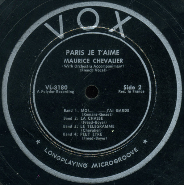 Maurice Chevalier : Paris Je T'aime (10")