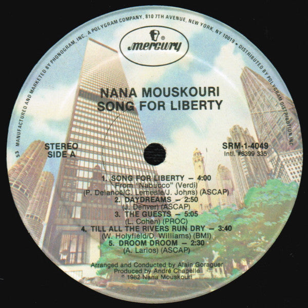 Nana Mouskouri : Song For Liberty (LP, Album, Hau)
