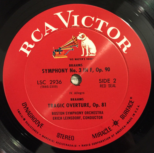 Brahms* - Erich Leinsdorf, Boston Symphony Orchestra : Symphony No. 3 / Tragic Overture (LP, Album)