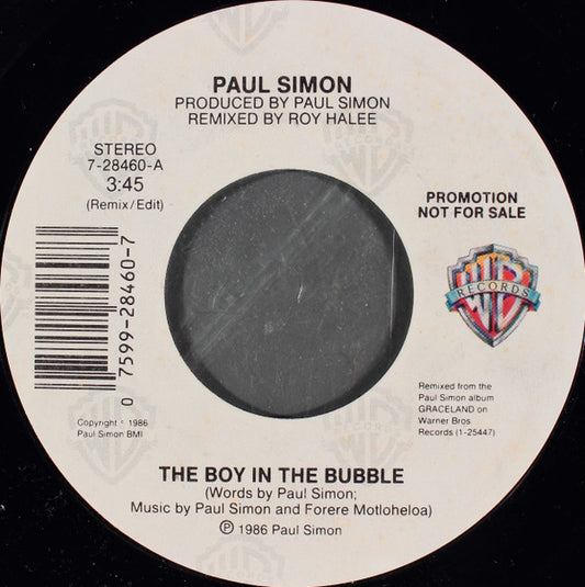 Paul Simon : The Boy In The Bubble (7", Single, Promo)