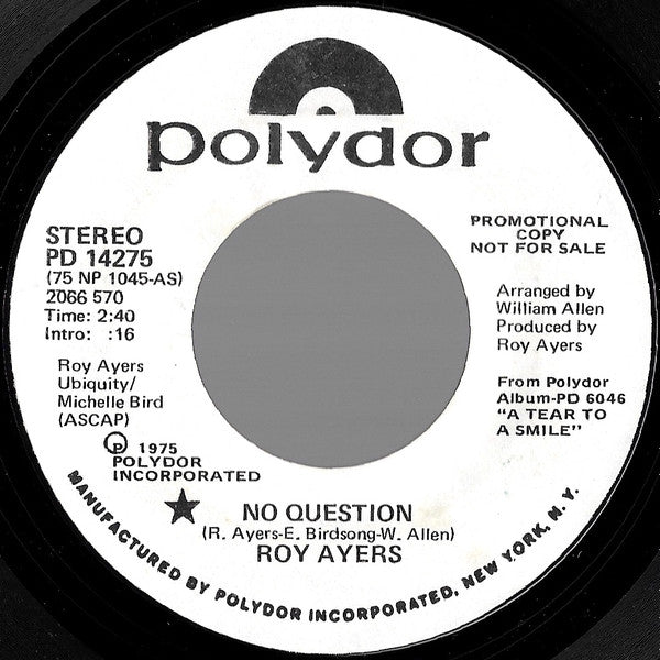 Roy Ayers : No Question / Magic Lady (7", Promo, Styrene, She)