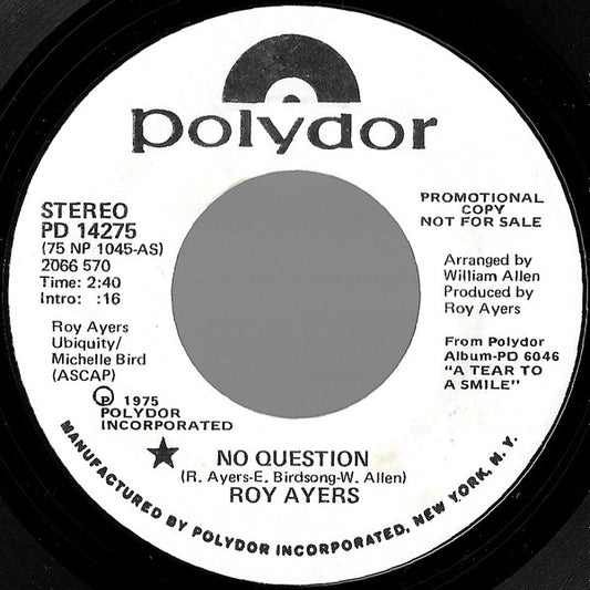 Roy Ayers : No Question / Magic Lady (7", Promo, Styrene, She)
