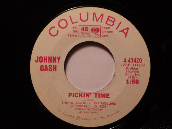 Johnny Cash : Pickin' Time / Happy To Be With You (7", Single, Promo)