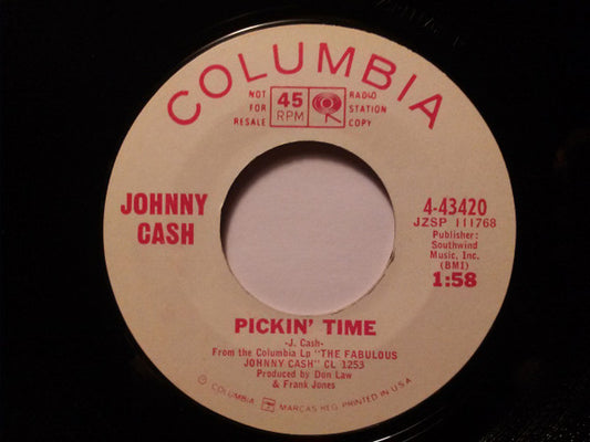 Johnny Cash : Pickin' Time / Happy To Be With You (7", Single, Promo)