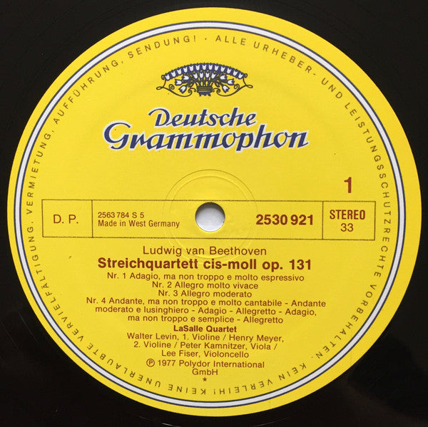 Ludwig van Beethoven, Lasalle Quartet : Streichquartett = String Quartet, Op.131 (LP)