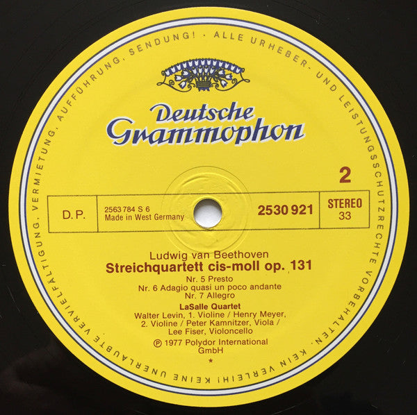 Ludwig van Beethoven, Lasalle Quartet : Streichquartett = String Quartet, Op.131 (LP)