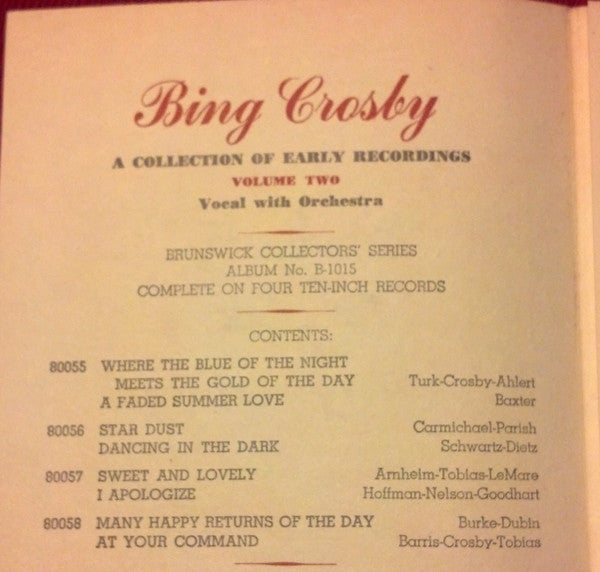 Bing Crosby : A Collection Of Early Recordings Volume 2 (4xShellac, 10", Album, Comp)