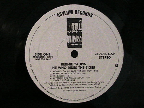 Bernie Taupin : He Who Rides The Tiger (LP, Album, Promo, Spe)
