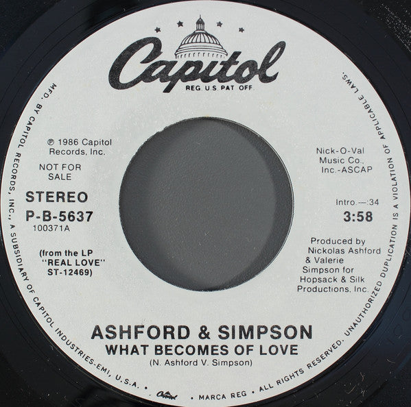 Ashford & Simpson : What Becomes Of Love (7", Single, Promo)