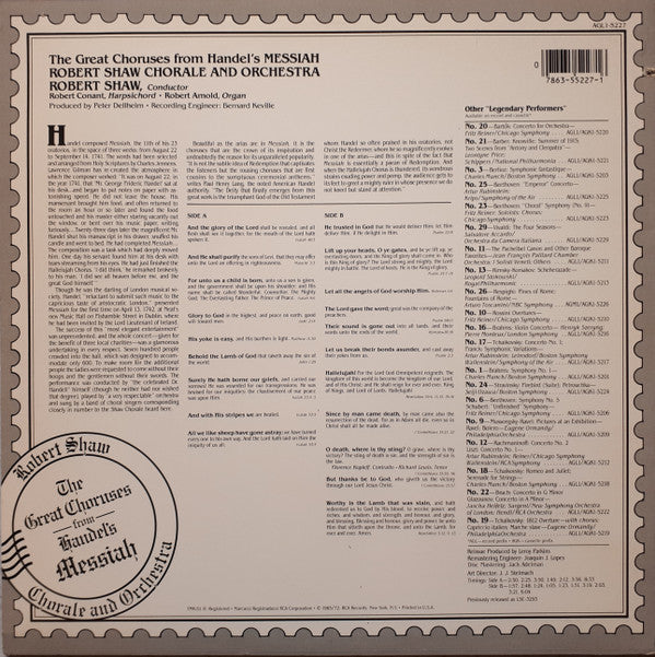 Georg Friedrich Händel, Robert Shaw : The Great Choruses From Handel's Messiah (LP)