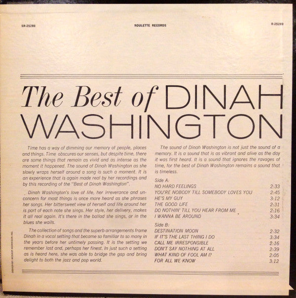 Dinah Washington : The Best Of Dinah Washington (LP, Comp, Mono)