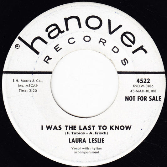 Laura Leslie : I Was The Last To Know / Anywhere (7", Promo)