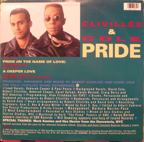 Clivillés & Cole : Pride (In The Name Of Love) (12")