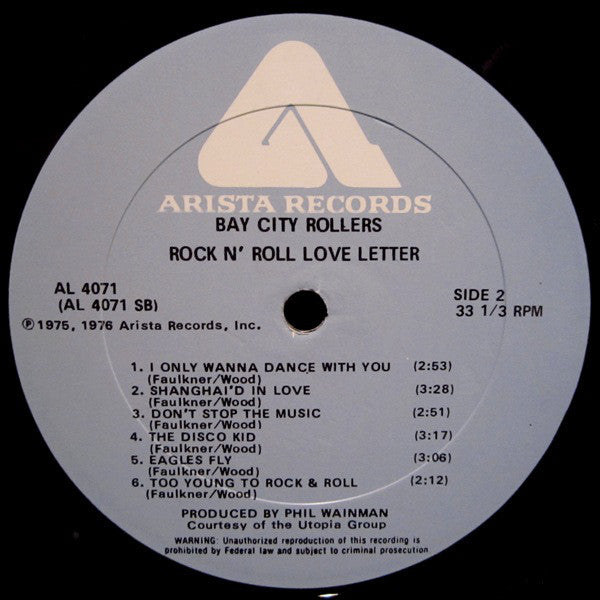 Bay City Rollers : Rock N' Roll Love Letter (LP, Album, Gat)
